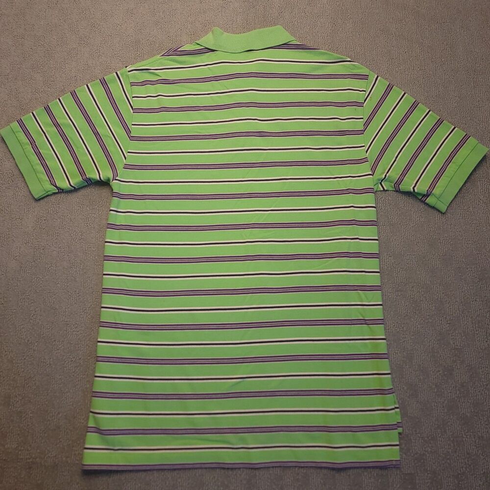Polo Ralph Lauren Mens LT  Polo Shirt Green Striped Pony Golf Short Sleeve VTG - Picture 3 of 8